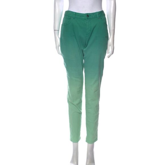 Karen Millen SZ 10 mid-rise gradient green skinny jeans - Picture 1 of 6